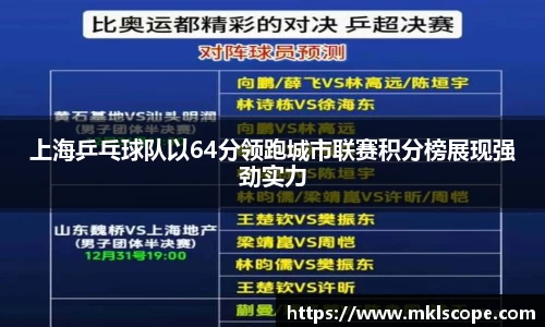 上海乒乓球队以64分领跑城市联赛积分榜展现强劲实力